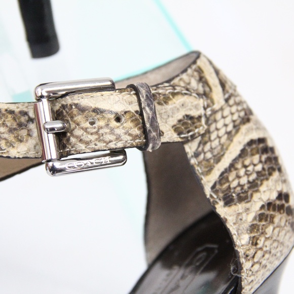 Coach Stiletto Heels sz 6 Open Toe Sandal Ankle Strap Leather - Picture 7 of 12